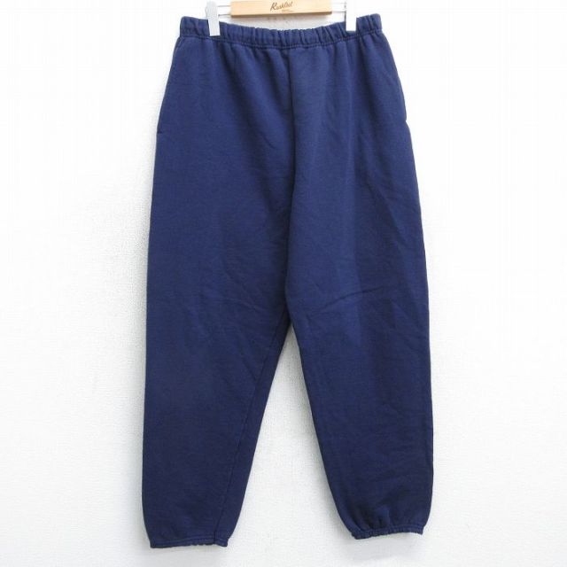 W39★古着 スウェット パンツ メンズ 90年代 90s 無地 USA製 紺 ネイビー 25mar31 中古 ボトムス ロング