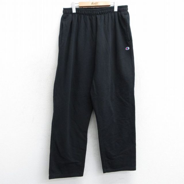 W38★古着 チャンピオン Champion スウェット パンツ メンズ ワンポイントロゴ 黒 ブラック 25apr03 中古 ボトムス ロング