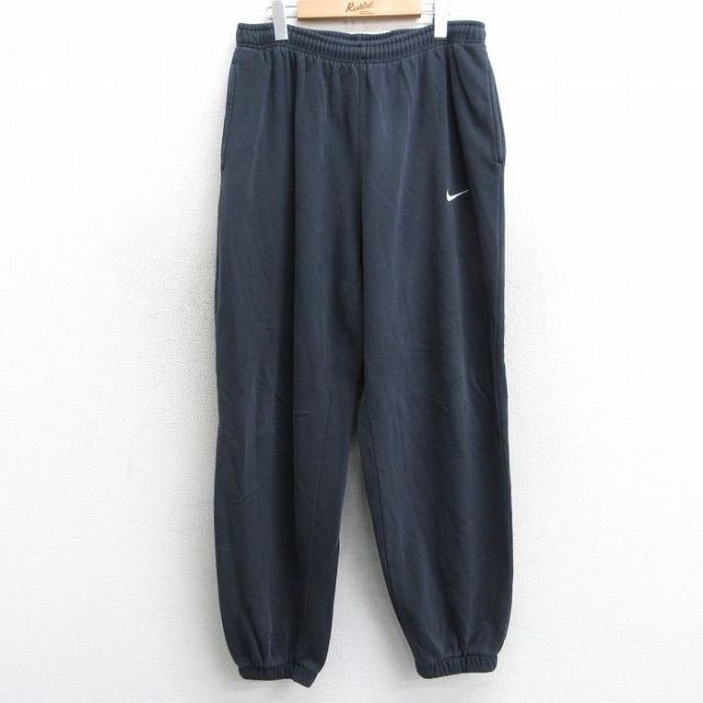 W37★古着 ナイキ NIKE スウェット パンツ メンズ 00年代 00s ワンポイントロゴ 黒 ブラック 25apr03 中古 ボトムス ロング