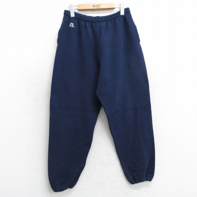 W33★古着 ラッセル スウェット パンツ メンズ 00年代 00s ワンポイントロゴ 紺 ネイビー 25apr03 中古 ボトムス ロング