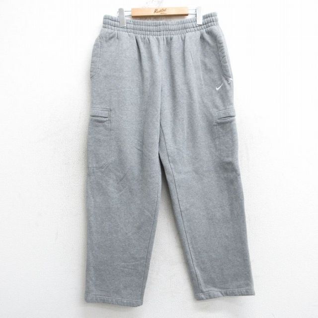 W35★古着 ナイキ NIKE カーゴ スウェット パンツ メンズ ワンポイントロゴ グレー 霜降り 25apr17 中古 ボトムス ロング