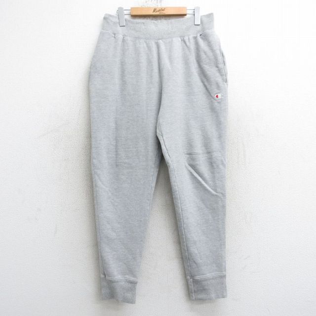 W34★古着 チャンピオン champion リバースウィーブ スウェット パンツ メンズ ワンポイントロゴ グレー 霜降り 25apr17 中古 ボトムス ロング
