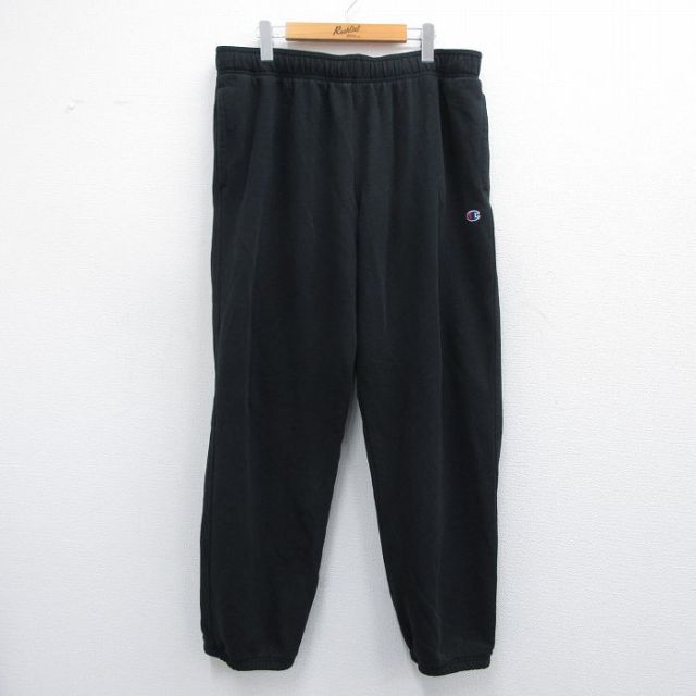 W39★古着 チャンピオン champion スウェット パンツ メンズ ワンポイントロゴ 黒 ブラック 25apr25 中古 ボトムス ロング
