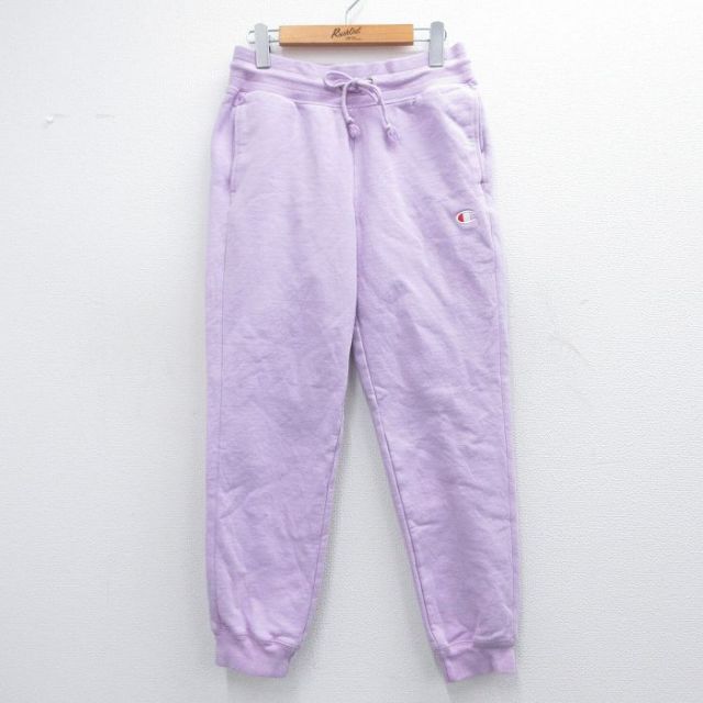 W31★古着 チャンピオン champion リバースウィーブ スウェット パンツ メンズ ワンポイントロゴ 薄紫 パープル 25apr26 中古 ボトムス ロング