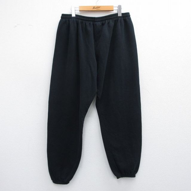 W36★古着 スウェット パンツ メンズ 90年代 90s 無地 USA製 黒 ブラック 25apr26 中古 ボトムス ロング