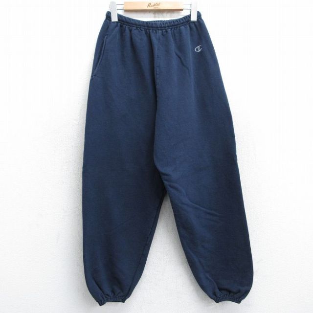 W31★古着 チャンピオン champion スウェット パンツ メンズ 00年代 00s ワンポイントロゴ 紺 ネイビー 25may08 中古 ボトムス ロング