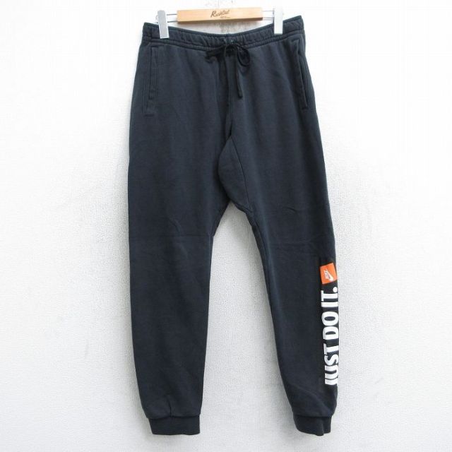 W33★古着 ナイキ NIKE スウェット パンツ メンズ JUST DO IT 黒 ブラック 25may08 中古 ボトムス ロング