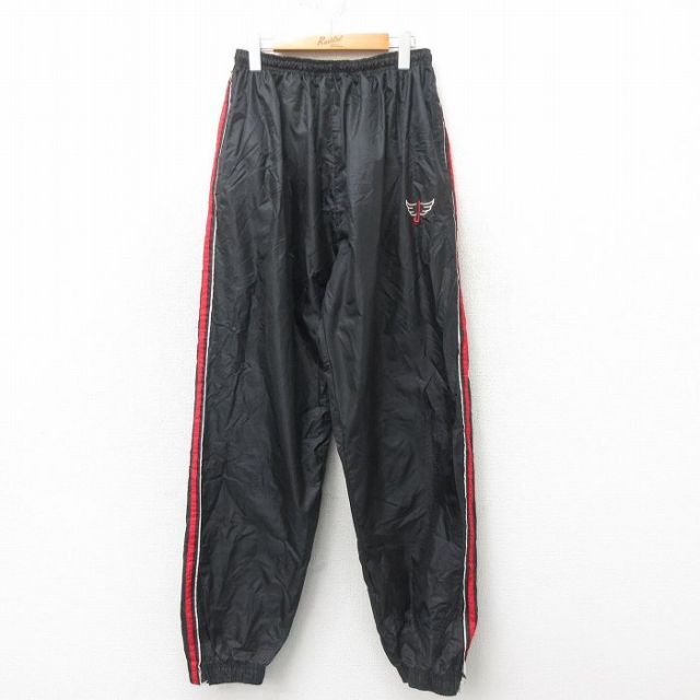 W38★古着 ナイロン パンツ 00年代 00s 黒 ブラック 25may12 中古 メンズ ボトムス ロング