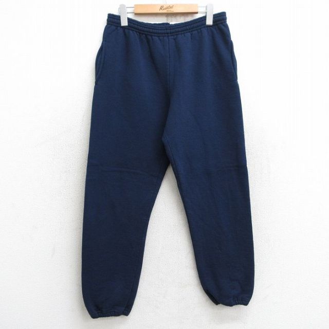 【50%OFF】W33★古着 ラッセル スウェット パンツ メンズ 90年代 90s 無地 USA製 紺 ネイビー 25may28 中古 ボトムス ロング