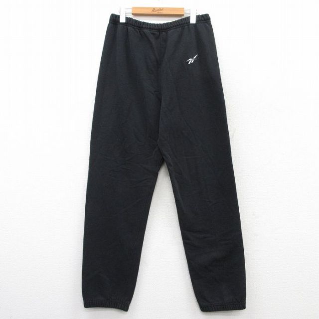 W35★古着 リーボック REEBOK スウェット パンツ メンズ 90年代 90s ワンポイントロゴ USA製 黒 ブラック 25may30 中古 ボトムス ロング