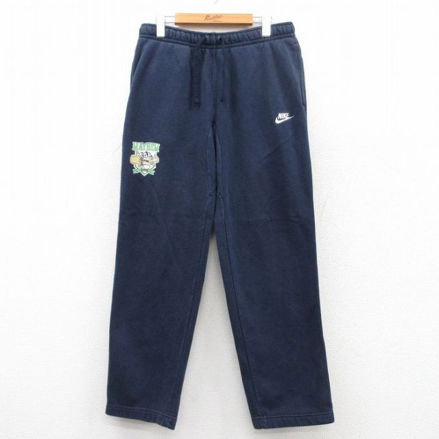 【20%OFF】W33★古着 ナイキ NIKE スウェット パンツ メンズ ワンポイントロゴ メイヘム ベースボール 紺 ネイビー 25may30 中古 ボトムス ロング