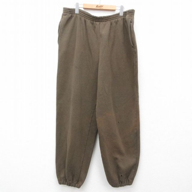 W42★古着 カーハート Carhartt スウェット パンツ メンズ 90年代 90s ワンポイントロゴ 大きいサイズ 茶 ブラウン 【spe】 25jun28 中古 ボトムス ロング