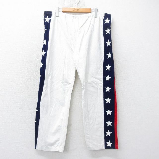 W36★古着 柔道 パンツ メンズ 星条旗 白他 ホワイト 25jul07 中古 ボトムス ロング