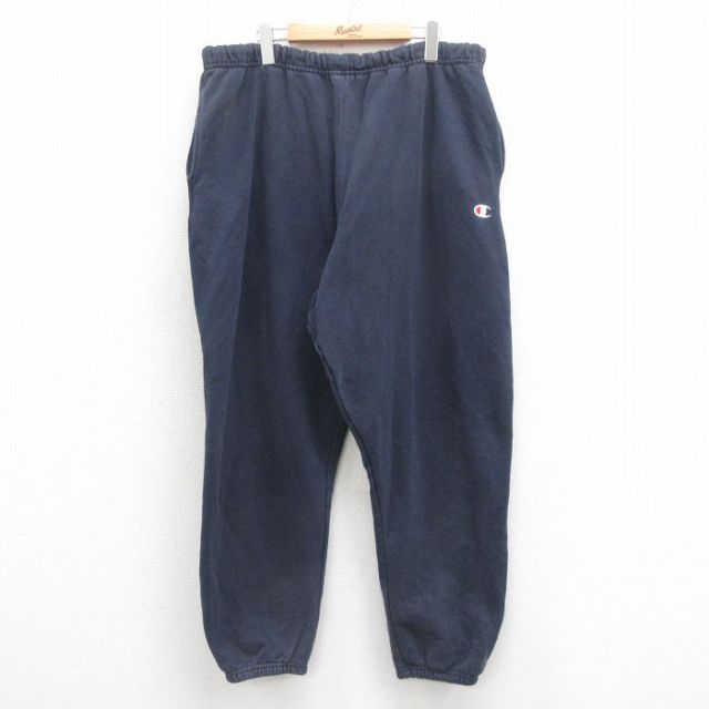 W39★古着 チャンピオン Champion リバースウィーブ スウェット パンツ ワンポイントロゴ 紺 ネイビー 25aug06 中古 メンズ ボトムス ロング