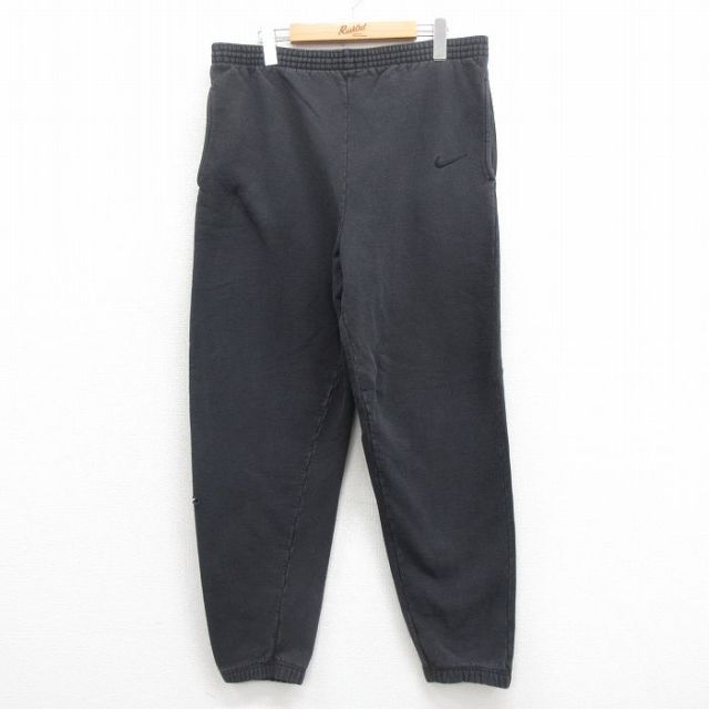 W35★古着 ナイキ NIKE スウェット パンツ メンズ 90年代 90s ワンポイントロゴ USA製 黒 ブラック 【spe】 25aug06 中古 ボトムス ロング
