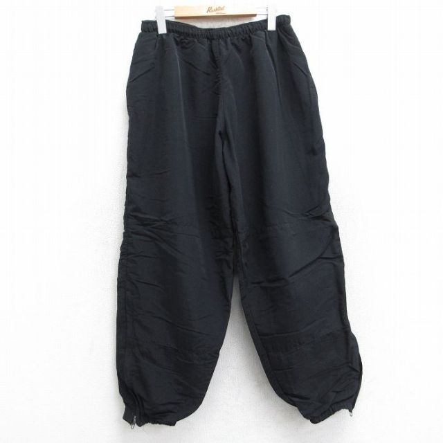 W30★古着 ナイロン パンツ メンズ 00年代 00s ミリタリー 無地 USA製 黒 ブラック 内側メッシュ 25aug13 中古 ボトムス ロング