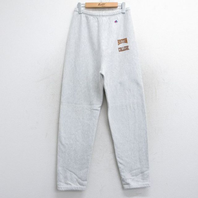 W28★古着 チャンピオン champion リバースウィーブ スウェット パンツ メンズ 90年代 90s ボストン カレッジ USA製 薄グレー 霜降り 【spe】 25aug13 中古 ボトムス ロング