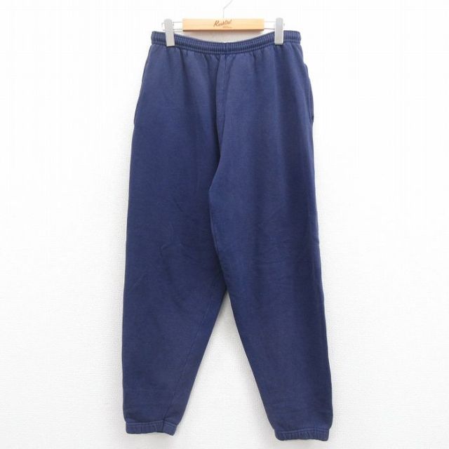 W33★古着 スウェット パンツ メンズ 90年代 90s 無地 USA製 紺 ネイビー 25aug26 中古 ボトムス ロング
