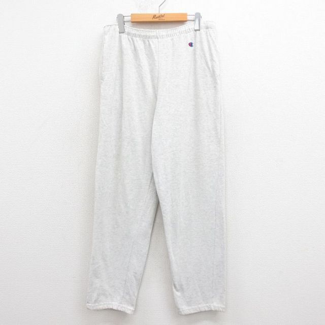 W35★古着 チャンピオン champion イージー パンツ メンズ 90年代 90s ワンポイントロゴ USA製 グレー 霜降り 25aug26 中古 ボトムス ロング