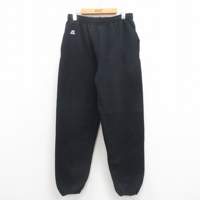 W32★古着 ラッセル スウェット パンツ メンズ 00年代 00s ワンポイントロゴ 黒 ブラック 25aug26 中古 ボトムス ロング