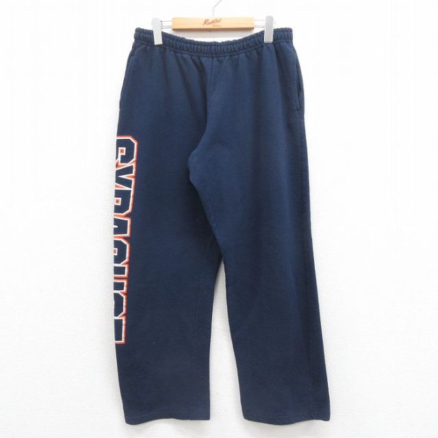 【20%OFF】W37★古着 スウェット パンツ メンズ 00年代 00s シラキュース 濃紺 ネイビー 25aug29 中古 ボトムス ロング