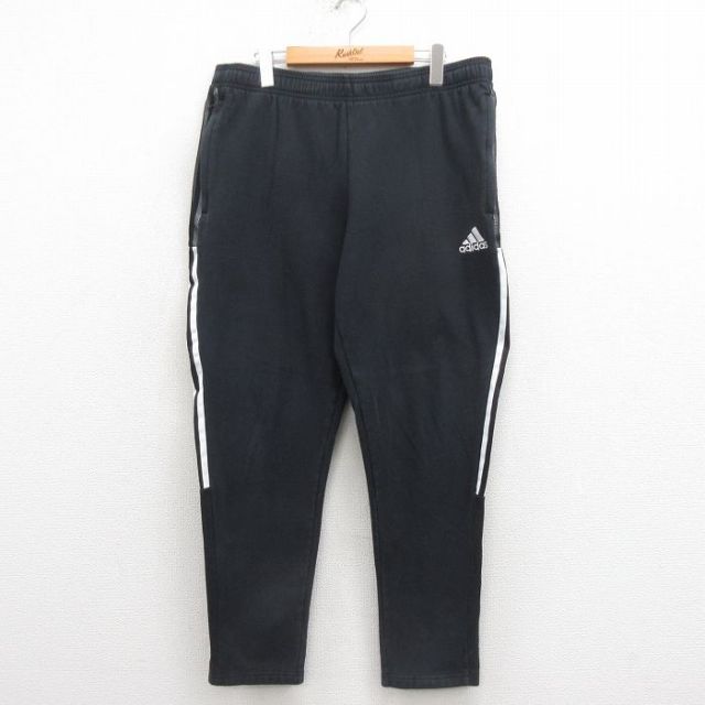 W34★古着 アディダス adidas スウェット パンツ メンズ ワンポイントロゴ 黒 ブラック 25aug29 中古 ボトムス ロング
