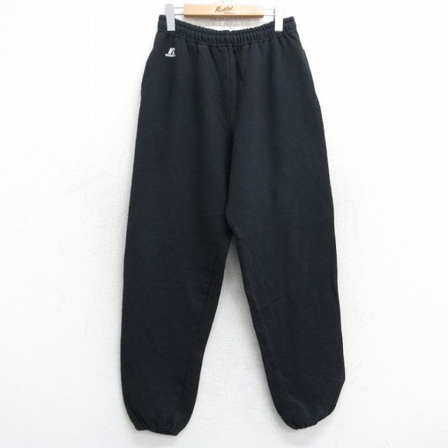 W29★古着 ラッセル スウェット パンツ メンズ 00年代 00s ワンポイントロゴ 黒 ブラック 【spe】 25sep03 中古 ボトムス ロング