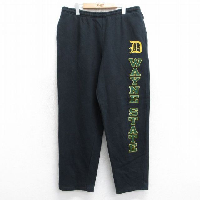 W36★古着 ジャンスポーツ スウェット パンツ メンズ ウェインステート 黒 ブラック 25sep03 中古 ボトムス ロング