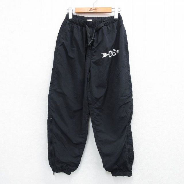 W23★古着 ナイロン パンツ メンズ 80年代 80s CC USA製 黒 ブラック 25sep04 中古 ボトムス ロング