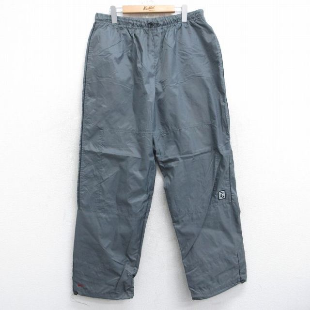 W34★古着 ナイキ NIKE ナイロン パンツ メンズ 00年代 00s ワンポイントロゴ グレー 25sep16 中古 ボトムス ロング