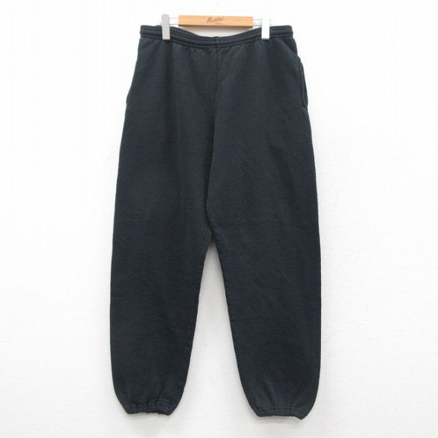 W35★古着 ラッセル スウェット パンツ メンズ 00年代 00s 無地 黒 ブラック 25sep25 中古 ボトムス ロング