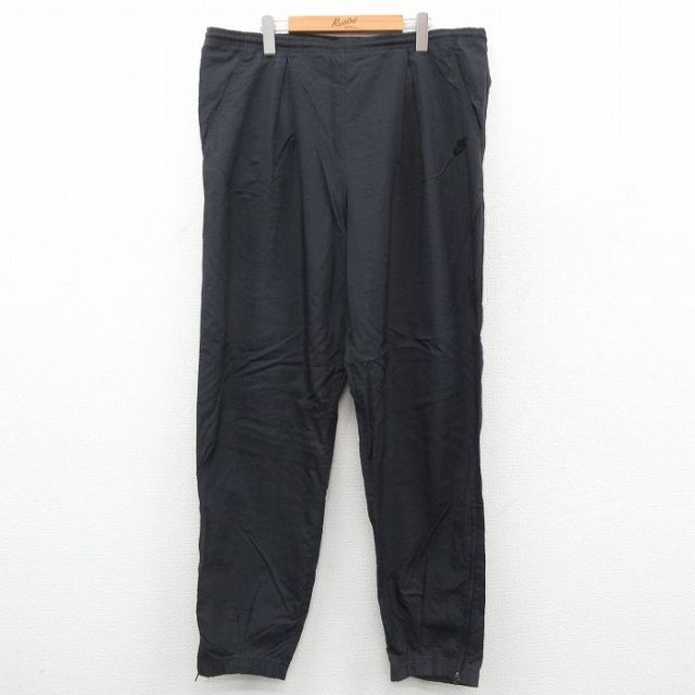 W32★古着 ナイキ NIKE ナイロン パンツ メンズ 00年代 00s ワンポイントロゴ 黒 ブラック 25sep25 中古 ボトムス ロング