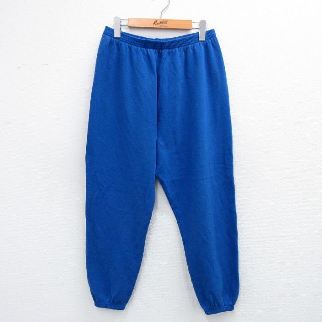 W35★古着 スウェット パンツ メンズ 90年代 90s 無地 USA製 青 ブルー 25oct02 中古 ボトムス ロング
