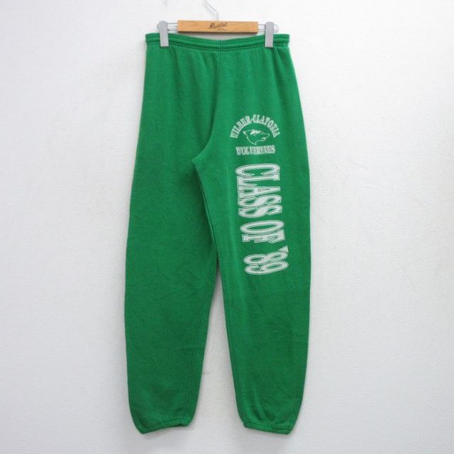 W32★古着 スウェット パンツ メンズ 80年代 80s WOLVERINES USA製 緑 グリーン 25oct02 中古 ボトムス ロング