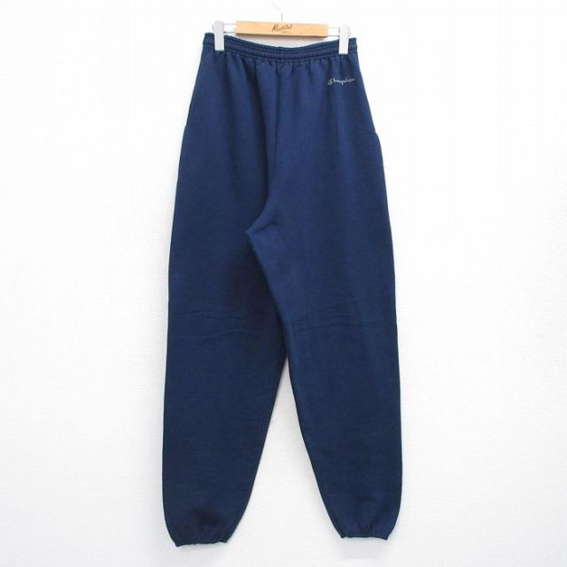 W34★古着 チャンピオン champion スウェット パンツ メンズ 00年代 00s ワンポイントロゴ 紺 ネイビー 25oct02 中古 ボトムス ロング