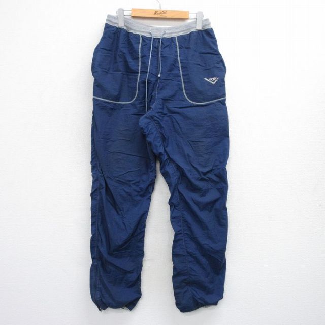 W33★古着 ナイロン パンツ メンズ 90年代 90s PONY リバーシブル 紺 ネイビー 25oct02 中古 ボトムス ロング