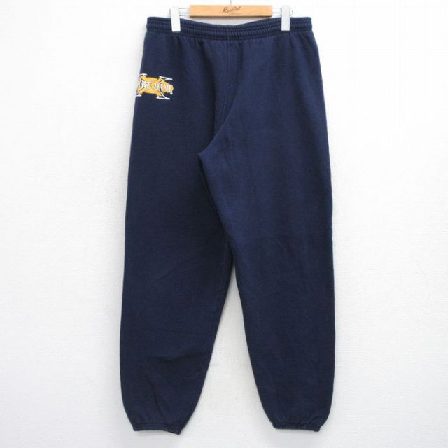 W35★古着 スウェット パンツ メンズ 90年代 90s ノートルダム USA製 紺 ネイビー 25oct02 中古 ボトムス ロング