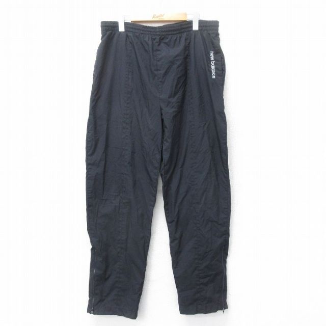 W38★古着 ニューバランス イージー パンツ メンズ 00年代 00s ワンポイントロゴ 黒 ブラック 25oct17 中古 ボトムス ロング