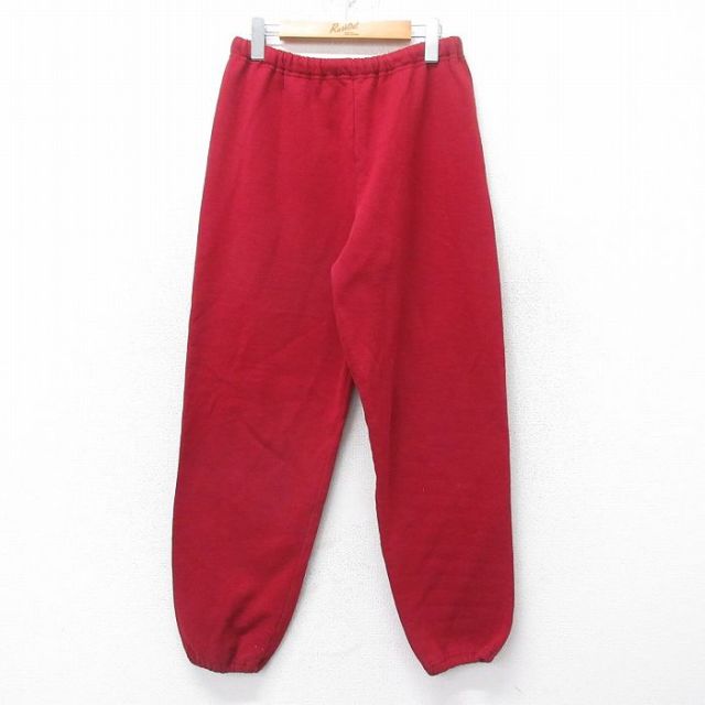 W33★古着 ラッセル スウェット パンツ メンズ 90年代 90s 無地 USA製 エンジ 25oct17 中古 ボトムス ロング