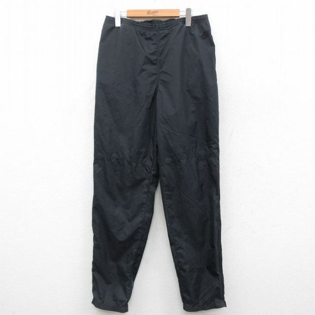 W32★古着 ナイキ NIKE ナイロン パンツ メンズ 90年代 90s ワンポイントロゴ 黒 ブラック 【spe】 25oct18 中古 ボトムス ロング