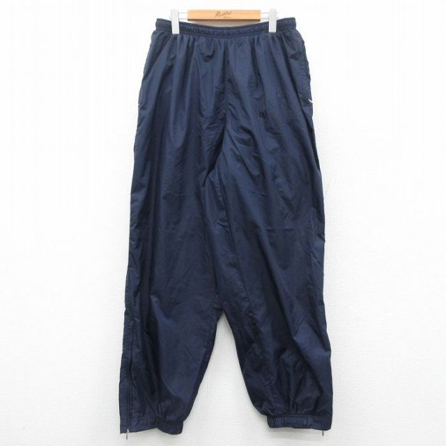 W33★古着 ナイキ NIKE ナイロン パンツ メンズ 00年代 00s ワンポイントロゴ 紺 ネイビー 25oct18 中古 ボトムス ロング