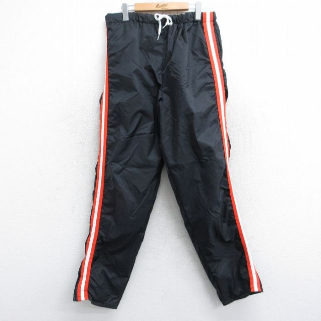 W35★古着 デロング ナイロン パンツ メンズ 90年代 90s USA製 黒 ブラック 25oct21 中古 ボトムス ロング