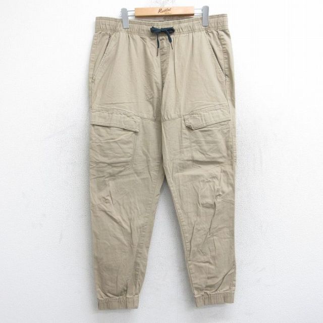 W31★古着 カーゴ イージー パンツ メンズ リップストップ ベージュ カーキ 25oct21 中古 ボトムス ロング