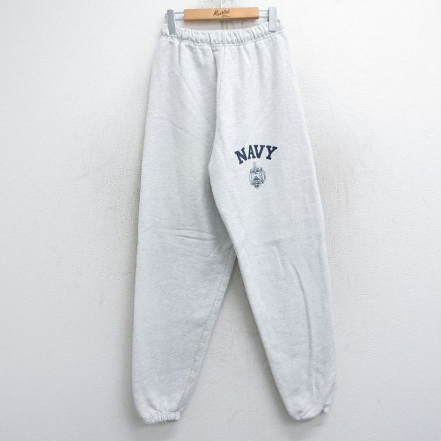 W29★古着 スウェット パンツ メンズ 90年代 90s ミリタリー ネイビー NAVY USA製 薄グレー 霜降り 【spe】 25oct21 中古 ボトムス ロング