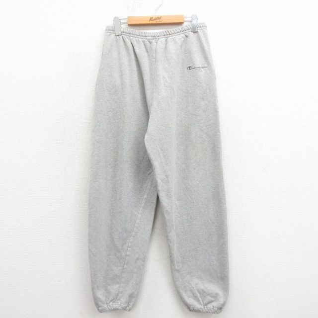 W33★古着 チャンピオン champion スウェット パンツ メンズ 90年代 90s ワンポイントロゴ グレー 霜降り 25oct23 中古 ボトムス ロング