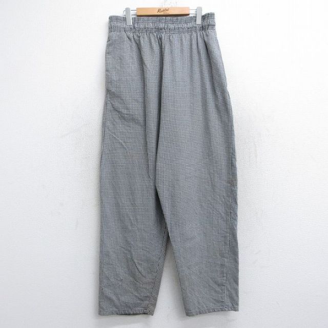 【20%OFF】W34★古着 シェフ パンツ メンズ 90年代 90s 千鳥格子 黒他 ブラック 25oct28 中古 ボトムス ロング