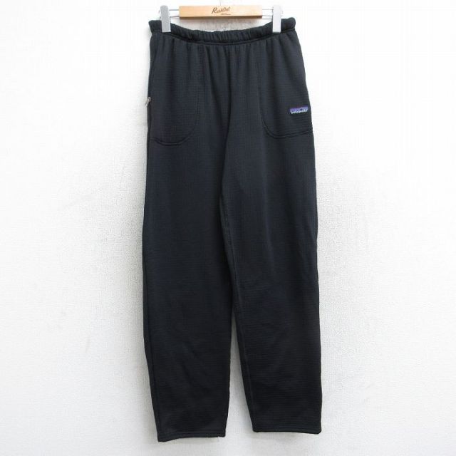 W31★古着 パタゴニア patagonia イージー パンツ メンズ 90年代 90s ポーラテック USA製 黒 ブラック 内側フリース 25oct28 中古 ボトムス ロング