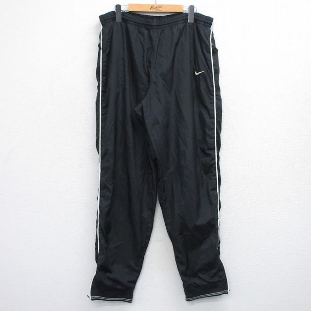 W37★古着 ナイキ NIKE イージー パンツ メンズ 00年代 00s ワンポイントロゴ 黒 ブラック 25oct29 中古 ボトムス ロング