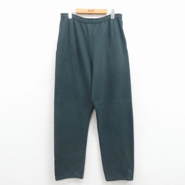 W34★古着 ラッセル スウェット パンツ メンズ 90年代 90s 無地 USA製 緑【spe】 25dec06