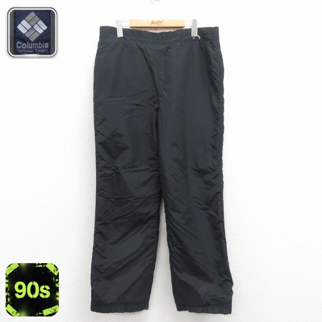 【50%OFF】コロンビア 90s ナイロンパンツ ワンポイントロゴ ブラック W37 | 古着
